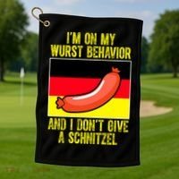 Im On My Wurst Behavior And I Dont Give A Schnitzel Oktoberfest Golf Towel thumb 1