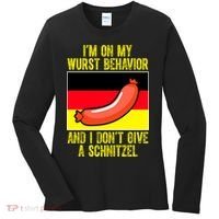 Im On My Wurst Behavior And I Dont Give A Schnitzel Oktoberfest Women's Long Sleeve Shirt thumb 0