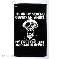 I'm On My Second Guardian Angel My First One Quit Skull Golf Towel thumb 0