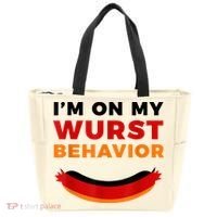 I'm On My Wurst Behavior Funny German Oktoberfest Tote Bag thumb 0