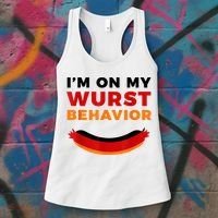 I'm On My Wurst Behavior Funny German Oktoberfest Women's Tank Top thumb 3