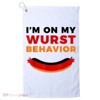 I'm On My Wurst Behavior Funny German Oktoberfest Golf Towel thumb 0