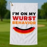 I'm On My Wurst Behavior Funny German Oktoberfest Golf Towel thumb 1