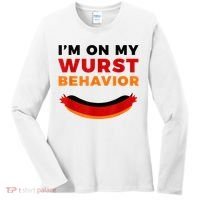 I'm On My Wurst Behavior Funny German Oktoberfest Women's Long Sleeve Shirt thumb 0