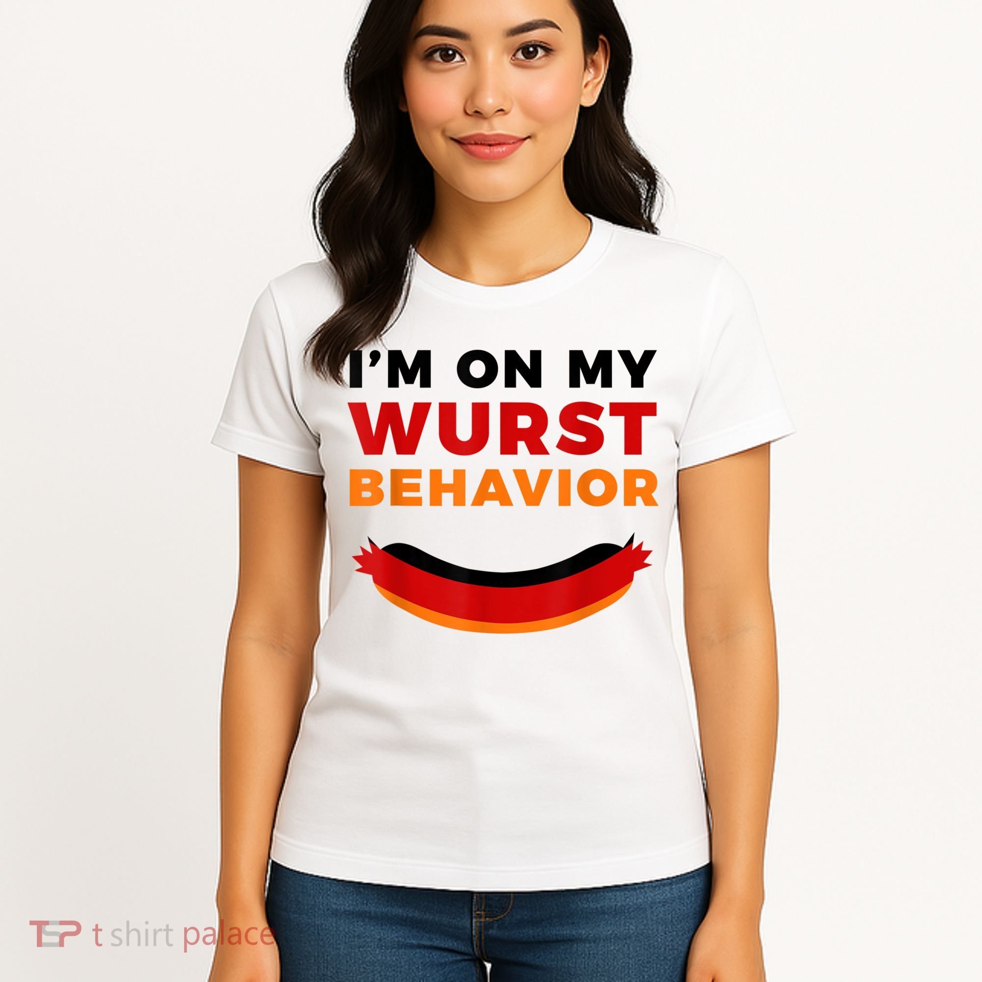 I'm On My Wurst Behavior Funny German Oktoberfest Women's T-Shirt