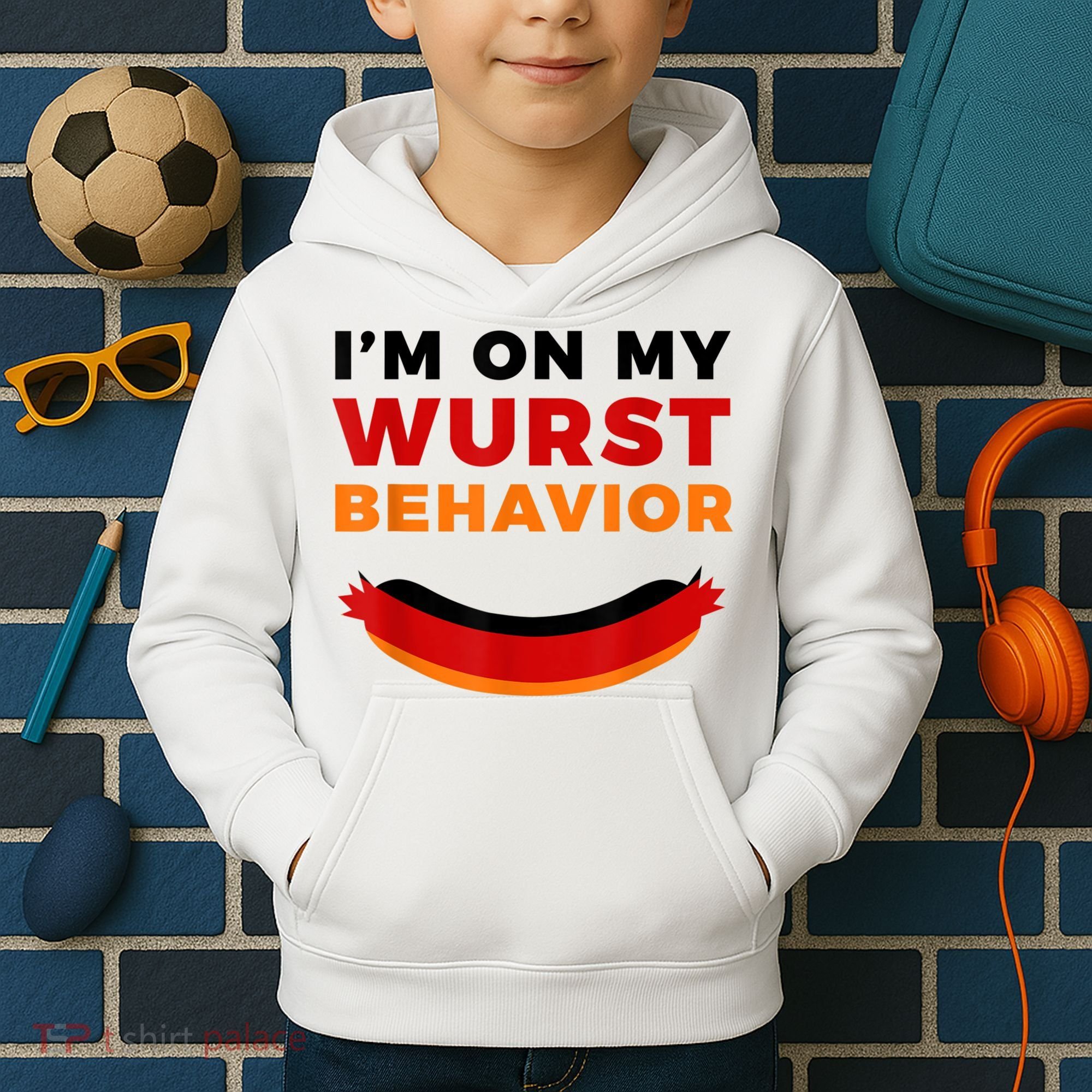 I'm On My Wurst Behavior Funny German Oktoberfest Kids Hoodie