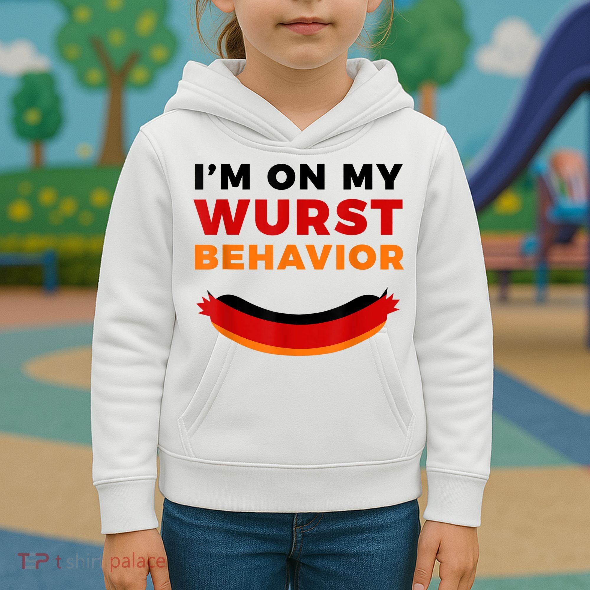 I'm On My Wurst Behavior Funny German Oktoberfest Kids Hoodie