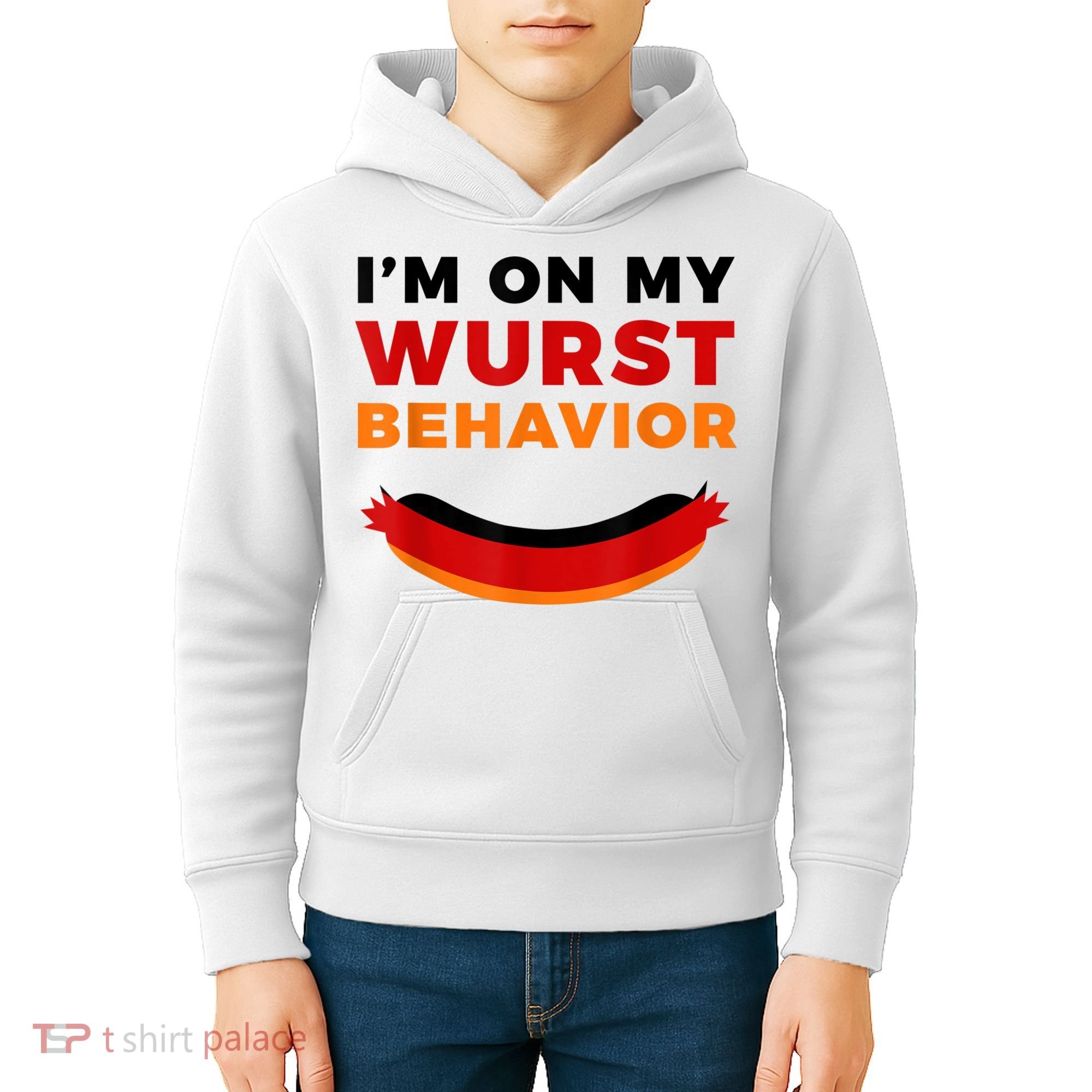 I'm On My Wurst Behavior Funny German Oktoberfest Kids Hoodie