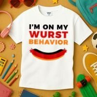 I'm On My Wurst Behavior Funny German Oktoberfest Kids T-Shirt thumb 3