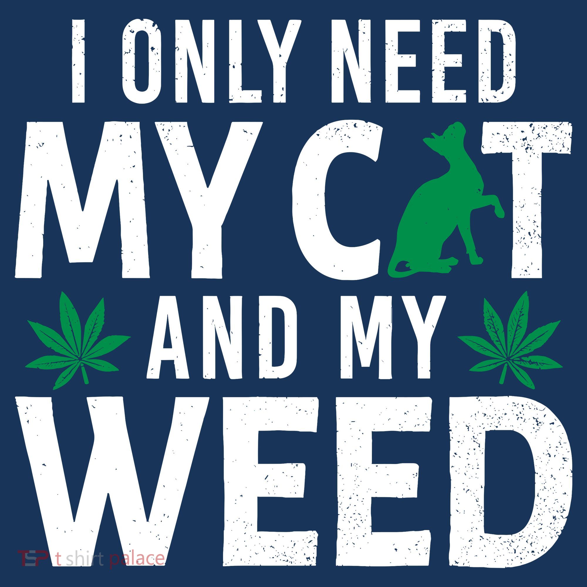 I Only Need My Cat And My Weed Funny Marijuana Pot Smoker USA-Made Doggie Bandana