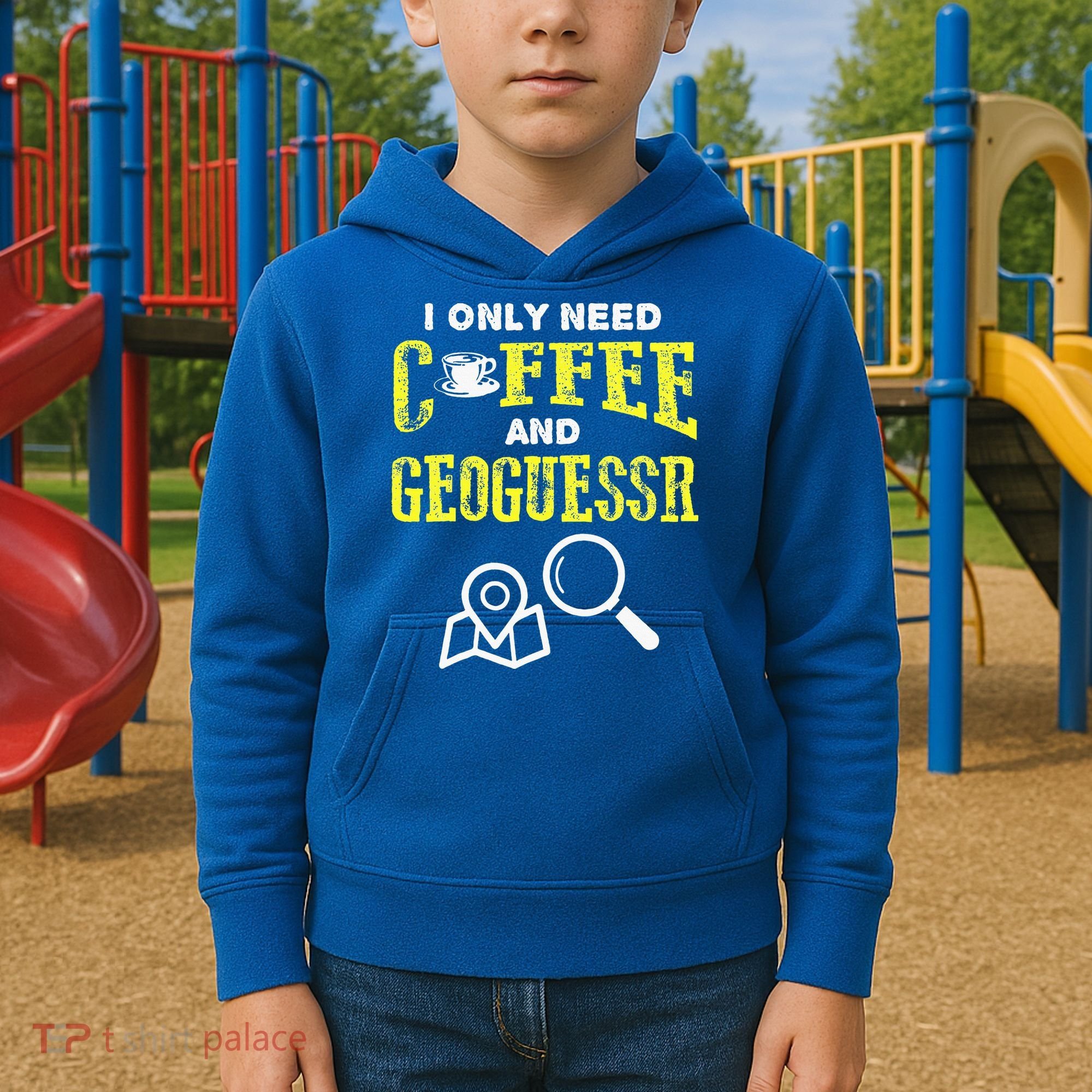 I Only Need Coffee And Geoguessr Gamer Kids Hoodie