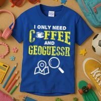 I Only Need Coffee And Geoguessr Gamer Kids T-Shirt thumb 3