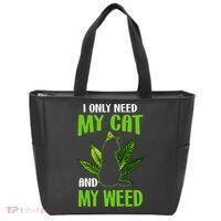 I Only Need My Cat and My Weed Funny Cat Lover Tote Bag thumb 0