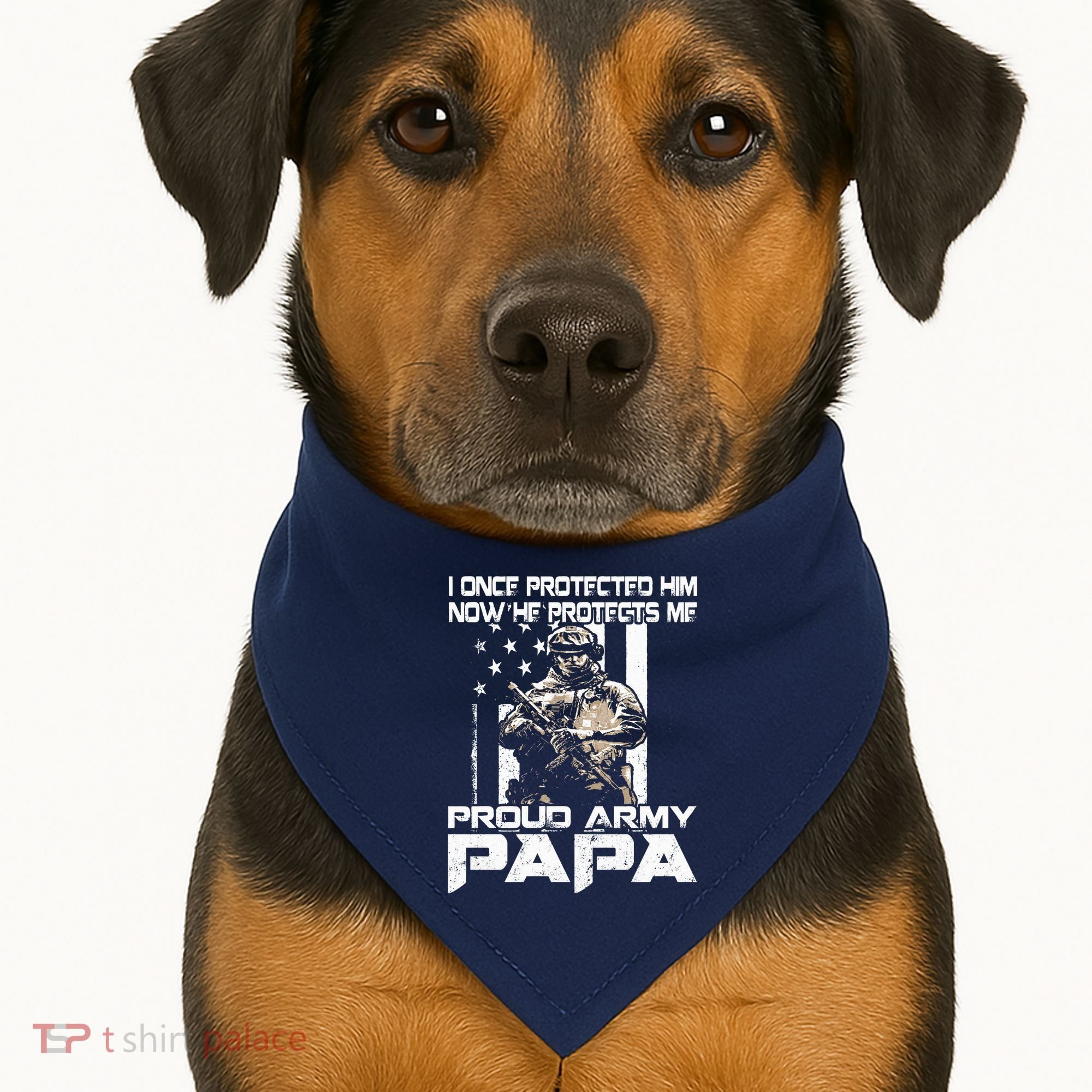 I Once Protected Him Now He Protects Me Proud Army Papa USA-Made Doggie Bandana