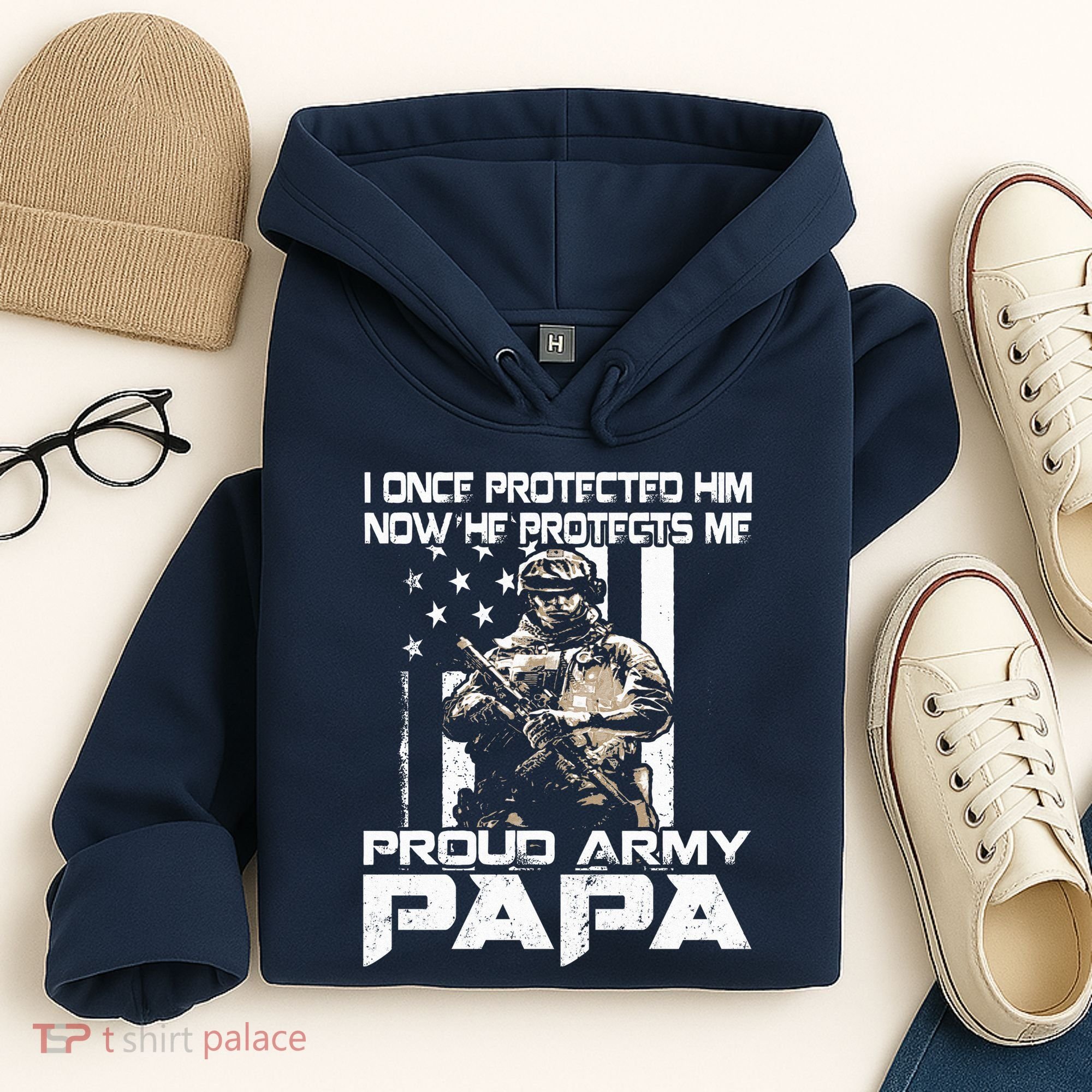 I Once Protected Him Now He Protects Me Proud Army Papa Hoodie