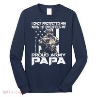 I Once Protected Him Now He Protects Me Proud Army Papa Long Sleeve Shirt thumb 0