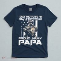 I Once Protected Him Now He Protects Me Proud Army Papa T-Shirt thumb 5