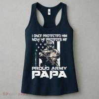 I Once Protected Him Now He Protects Me Proud Army Papa Women's Tank Top thumb 3