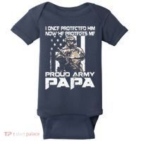 I Once Protected Him Now He Protects Me Proud Army Papa Baby Bodysuit thumb 0
