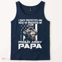 I Once Protected Him Now He Protects Me Proud Army Papa Tank Top thumb 2