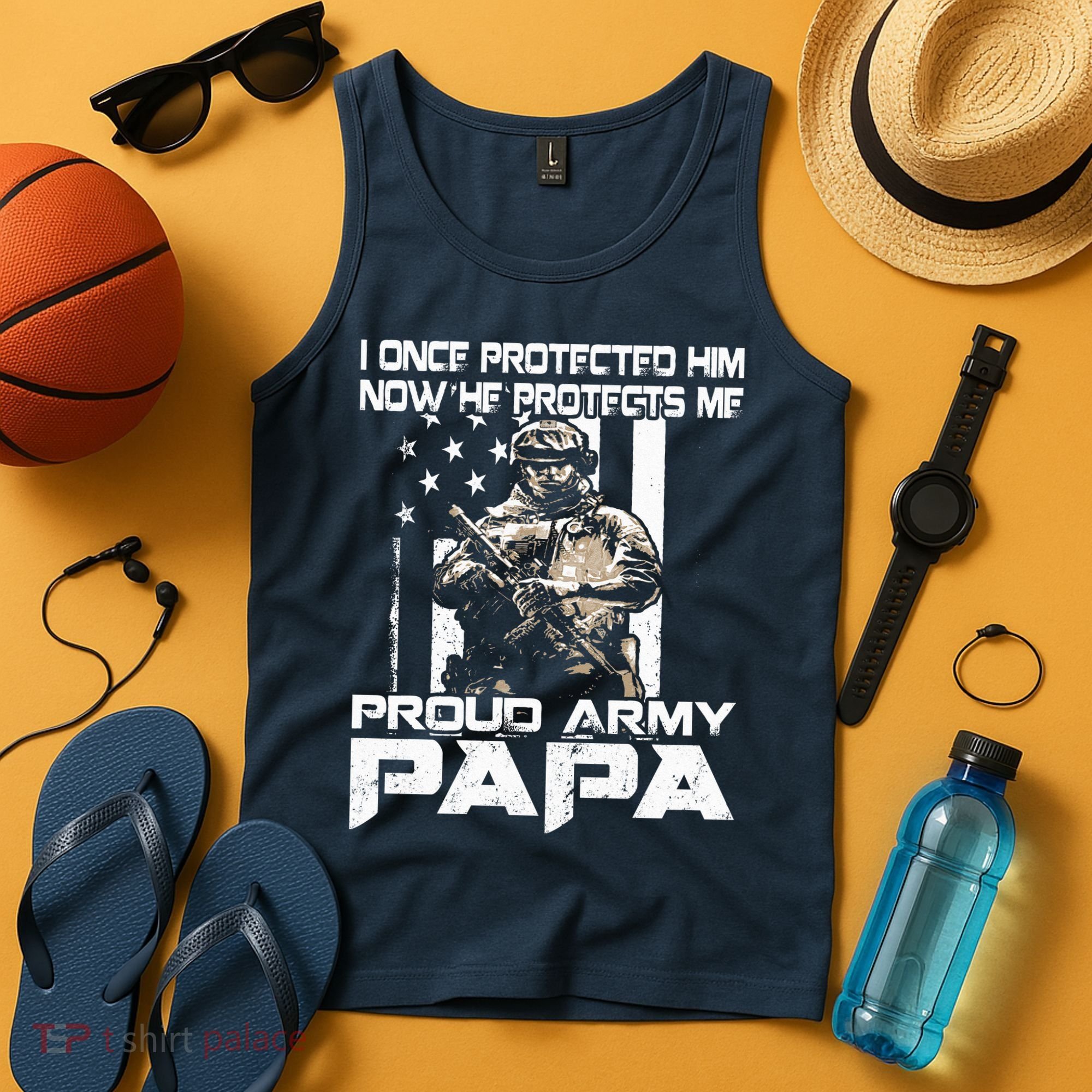 I Once Protected Him Now He Protects Me Proud Army Papa Tank Top