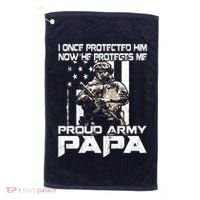 I Once Protected Him Now He Protects Me Proud Army Papa Golf Towel thumb 0
