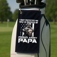 I Once Protected Him Now He Protects Me Proud Army Papa Golf Towel thumb 2