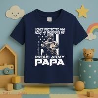 I Once Protected Him Now He Protects Me Proud Army Papa Toddler T-Shirt thumb 3