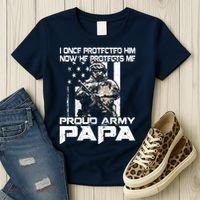 I Once Protected Him Now He Protects Me Proud Army Papa Women's T-Shirt thumb 3