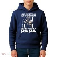 I Once Protected Him Now He Protects Me Proud Army Papa Kids Hoodie thumb 4