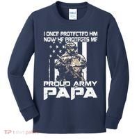 I Once Protected Him Now He Protects Me Proud Army Papa Kids Long Sleeve Shirt thumb 0
