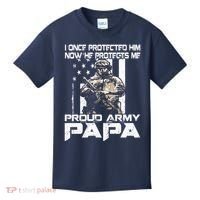 I Once Protected Him Now He Protects Me Proud Army Papa Kids T-Shirt thumb 0