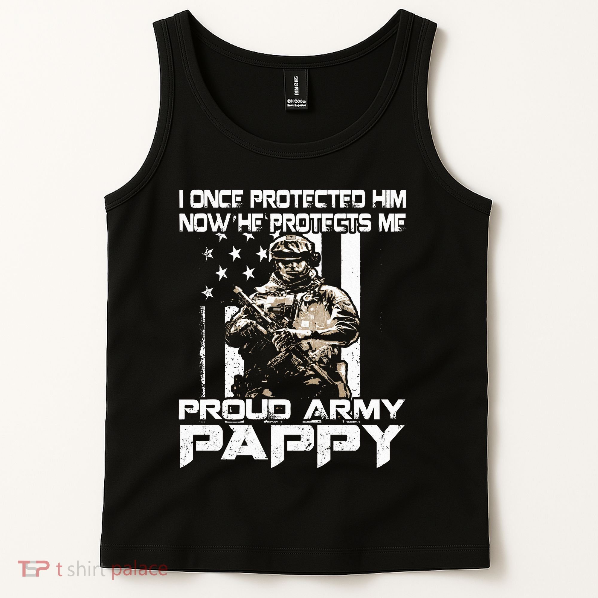 I Once Protected Him Now He Protects Me Proud Army Pappy Tank Top
