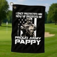 I Once Protected Him Now He Protects Me Proud Army Pappy Golf Towel thumb 1