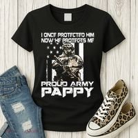 I Once Protected Him Now He Protects Me Proud Army Pappy Women's T-Shirt thumb 3