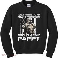 I Once Protected Him Now He Protects Me Proud Army Pappy Kids Sweatshirt thumb 0