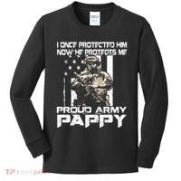 I Once Protected Him Now He Protects Me Proud Army Pappy Kids Long Sleeve Shirt thumb 0