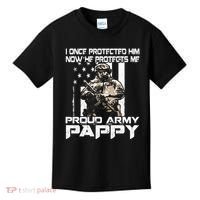 I Once Protected Him Now He Protects Me Proud Army Pappy Kids T-Shirt thumb 0