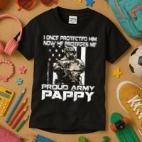 I Once Protected Him Now He Protects Me Proud Army Pappy Kids T-Shirt thumb 3