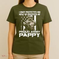 I Once Protected Him Now He Protects Me Proud Army Pappy T-Shirt thumb 4