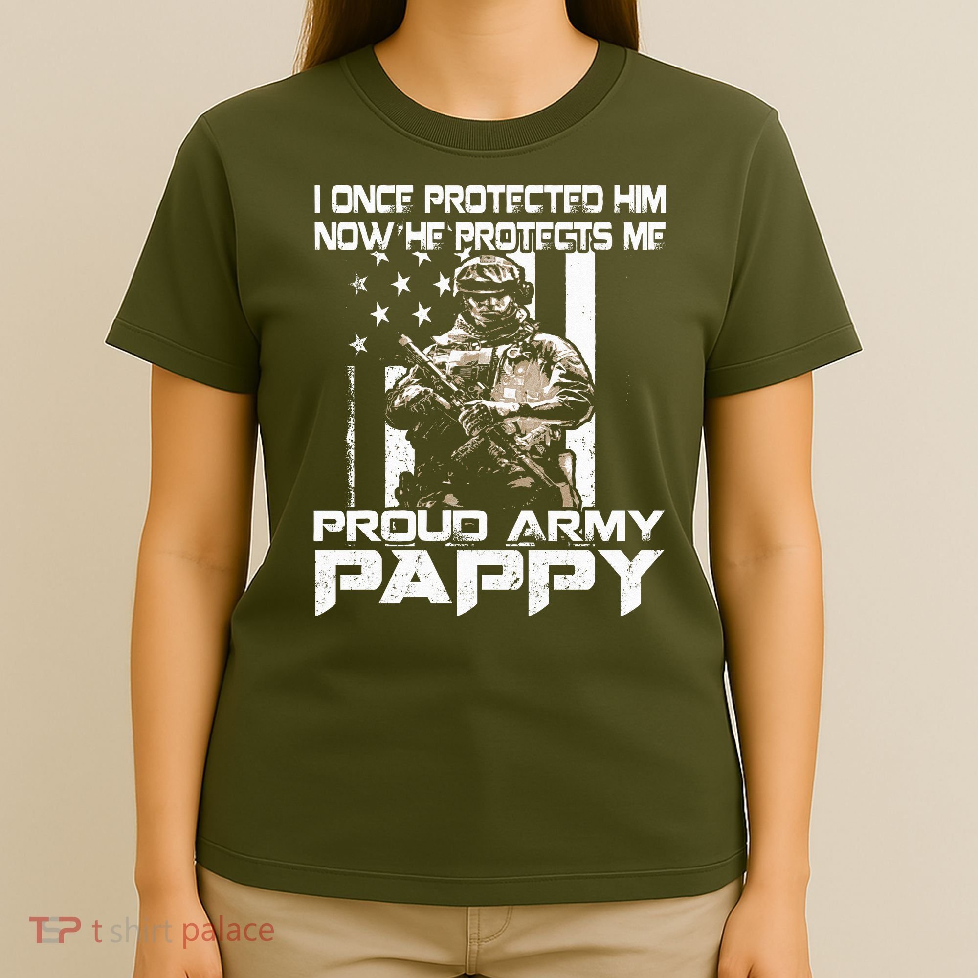 I Once Protected Him Now He Protects Me Proud Army Pappy T-Shirt