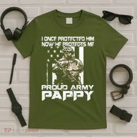 I Once Protected Him Now He Protects Me Proud Army Pappy T-Shirt thumb 5
