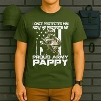 I Once Protected Him Now He Protects Me Proud Army Pappy T-Shirt thumb 6