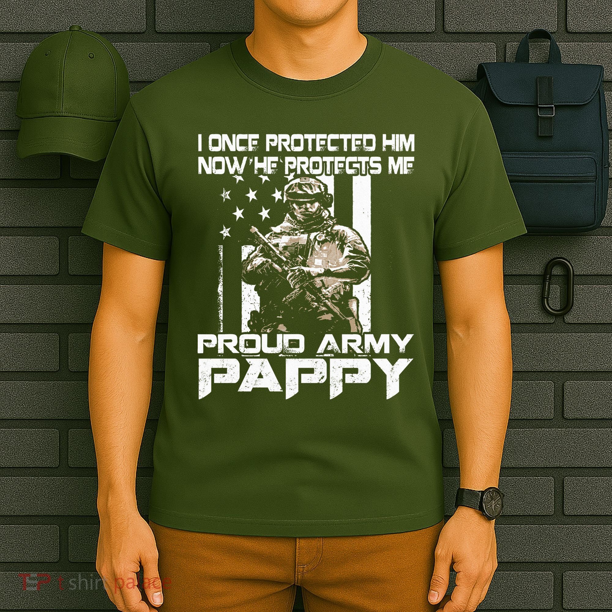 I Once Protected Him Now He Protects Me Proud Army Pappy T-Shirt