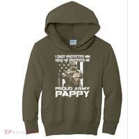 I Once Protected Him Now He Protects Me Proud Army Pappy Kids Hoodie thumb 0