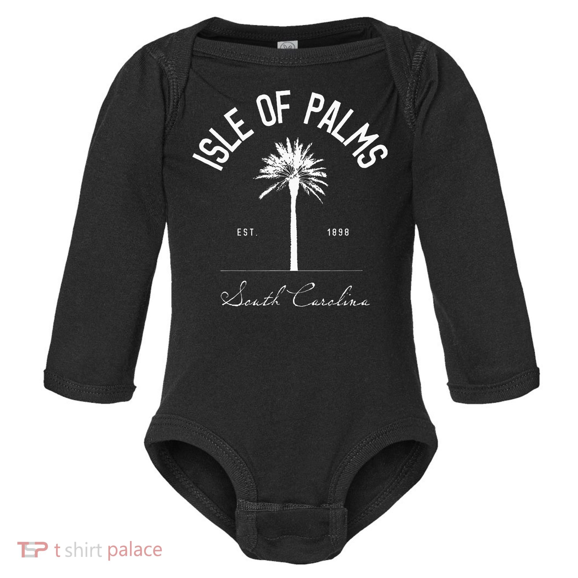 Isle Of Palms Sc Palm Tree Isle Of Palms Beach Gift Baby Long Sleeve Bodysuit