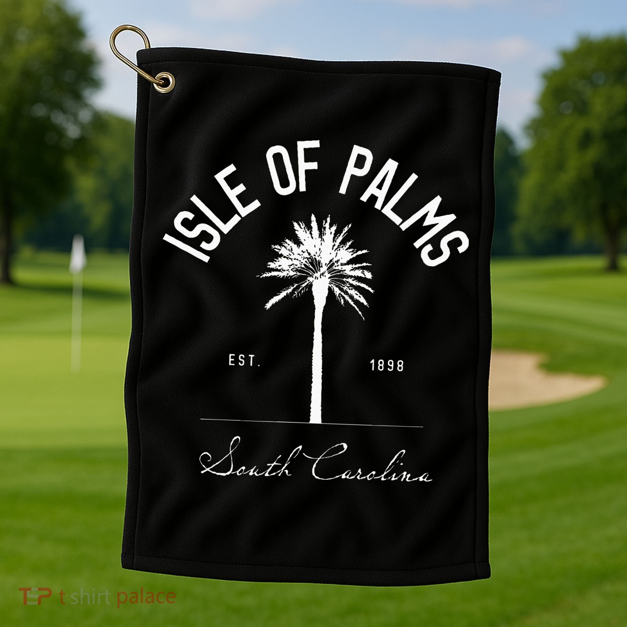 Isle Of Palms Sc Palm Tree Isle Of Palms Beach Gift Golf Towel