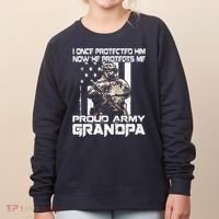 I Once Protected Him Now He Protects Me Proud Army Grandpa Women's Sweatshirt thumb 0