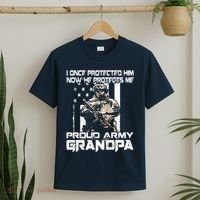 I Once Protected Him Now He Protects Me Proud Army Grandpa T-Shirt thumb 2