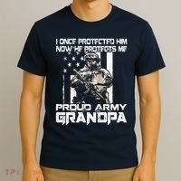 I Once Protected Him Now He Protects Me Proud Army Grandpa T-Shirt thumb 3